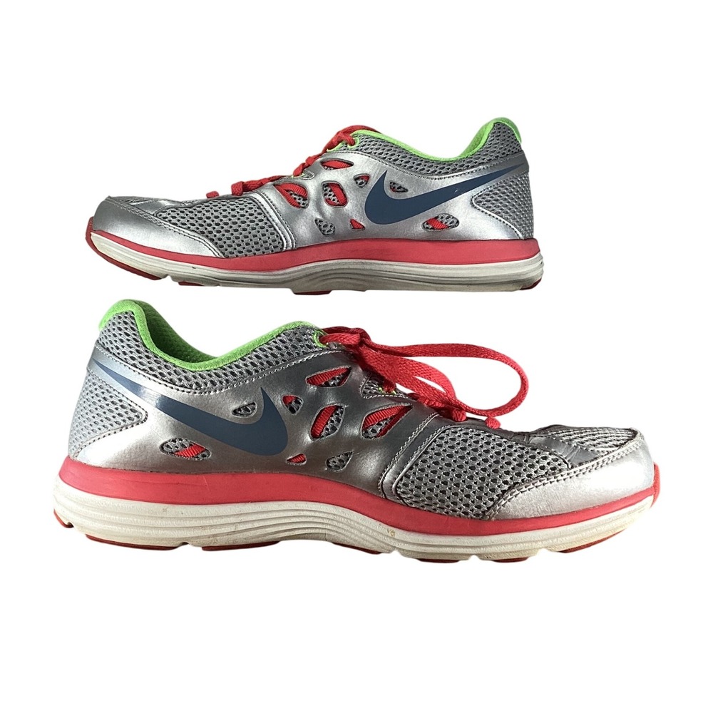 Nike Dual Fusion Running Shoes Sneakers Silver Blue‎ Coral Green Womens US 9